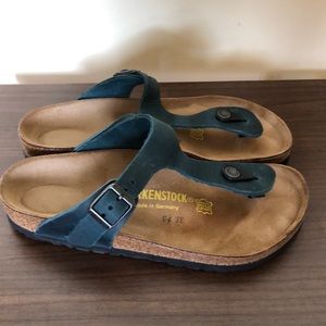 Birkenstock Gizeh Dark Turquoise Nubuck Sandals 37